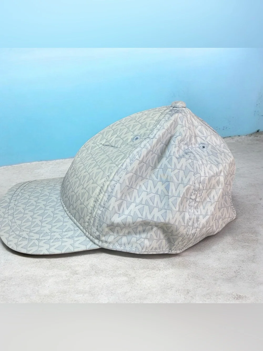 Michael Kors White All-Over MK Monogram Baseball Cap